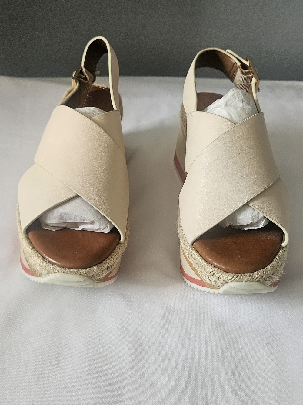 Enzo Angiolini Women’s Cream Espadrille Platform Sandals - Neutral Slingback